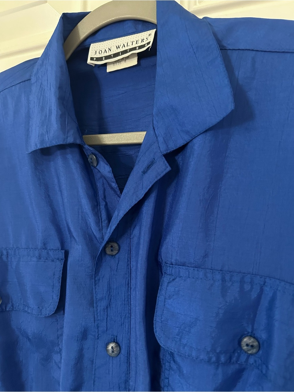 Vintage 80s Joan Walters Royal Blue One Piece Parachute Windbreaker Jumpsuit 4P - Picture 7 of 10